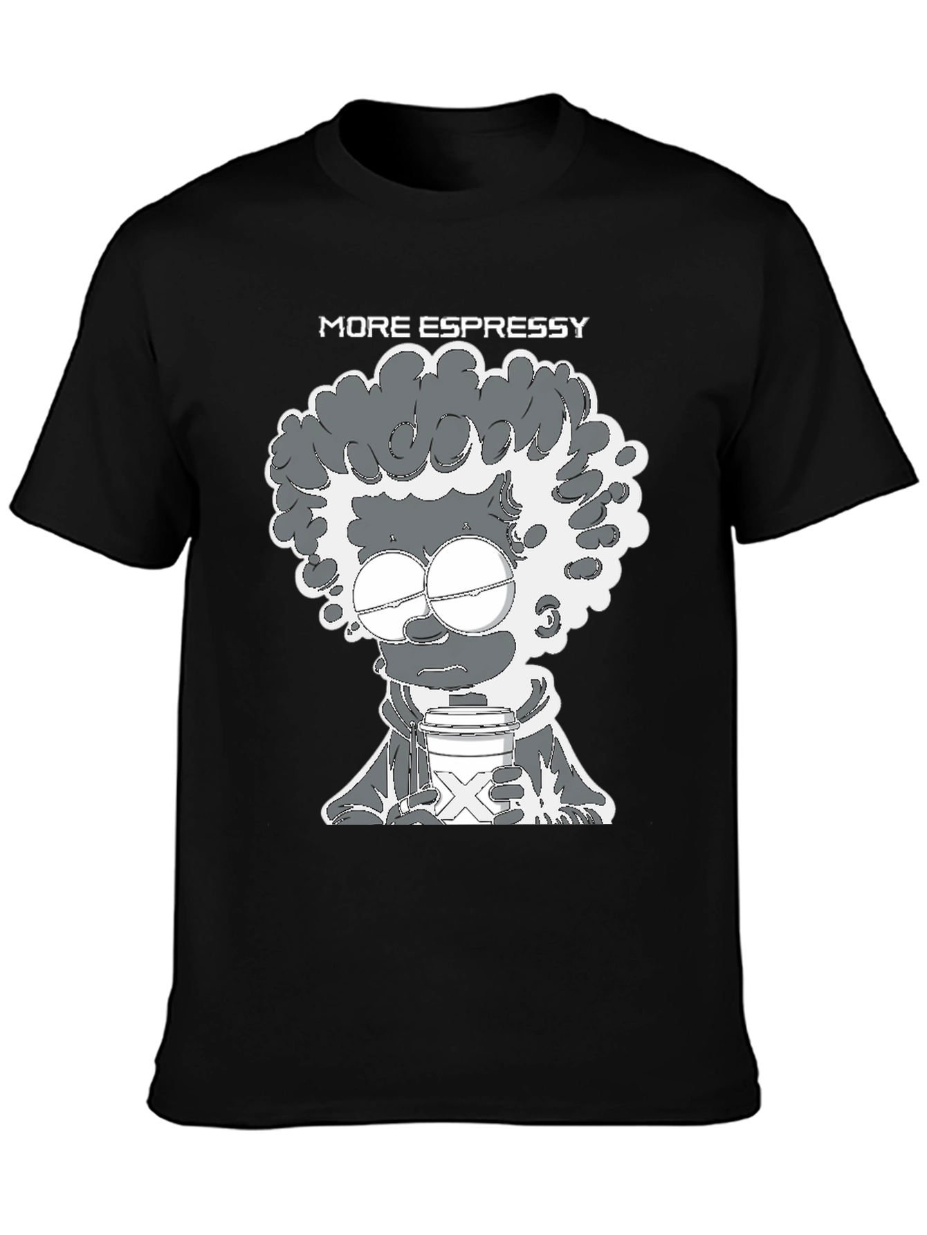 More Espressy Cartoon Graphic Black T-Shirt