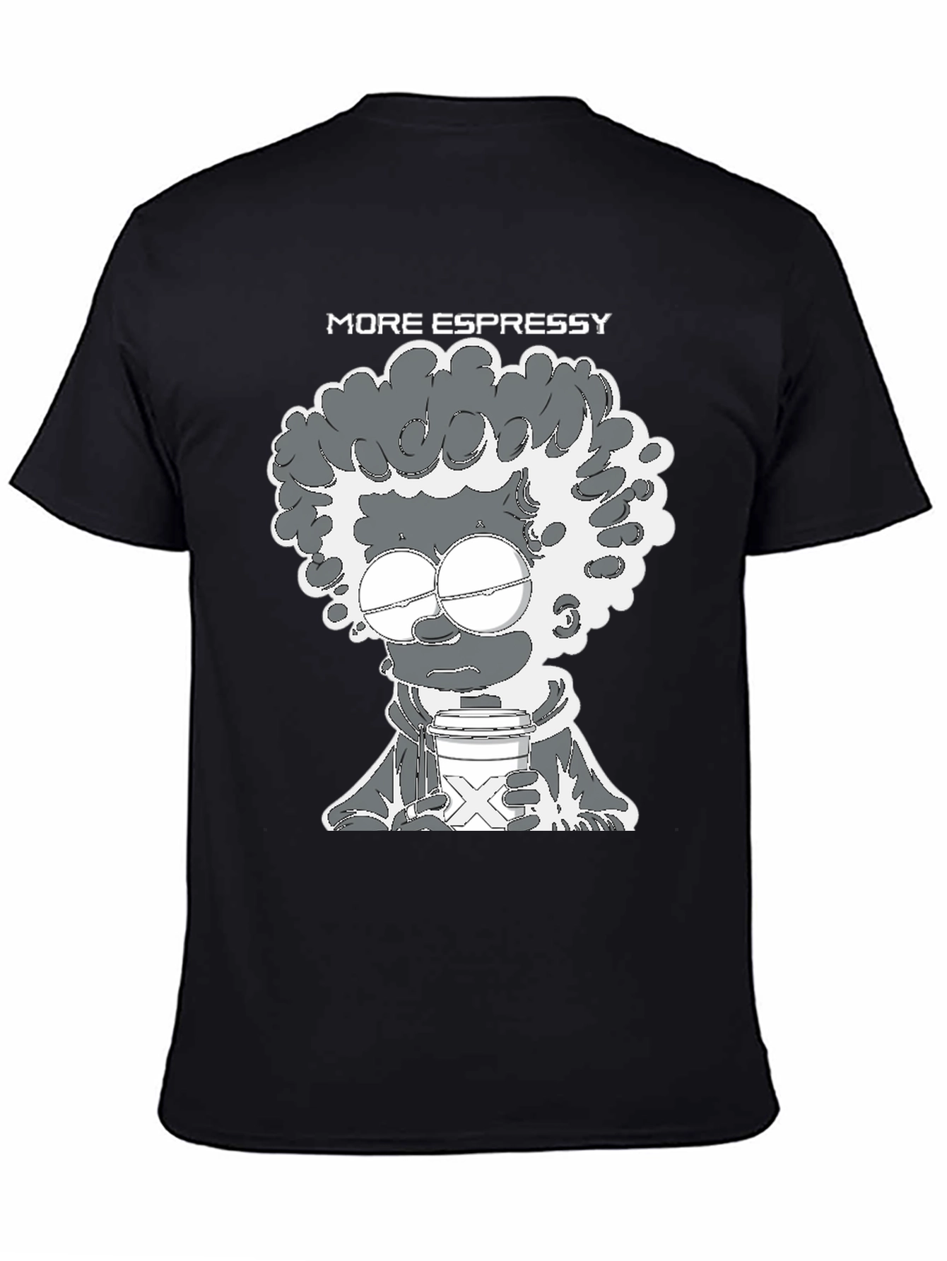 More Espressy Cartoon Graphic Black T-Shirt