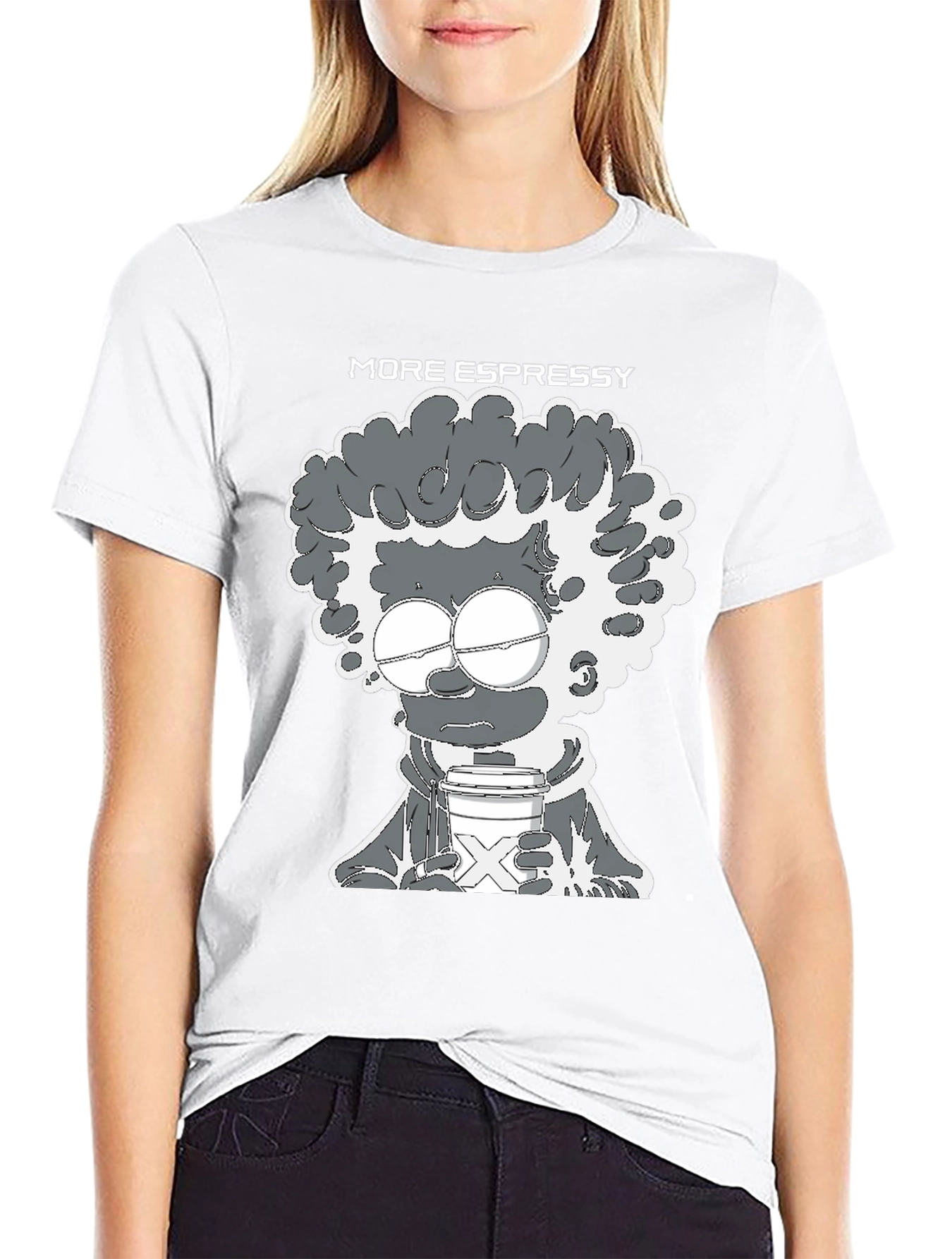 More Espressy Cartoon Graphic Black T-Shirt