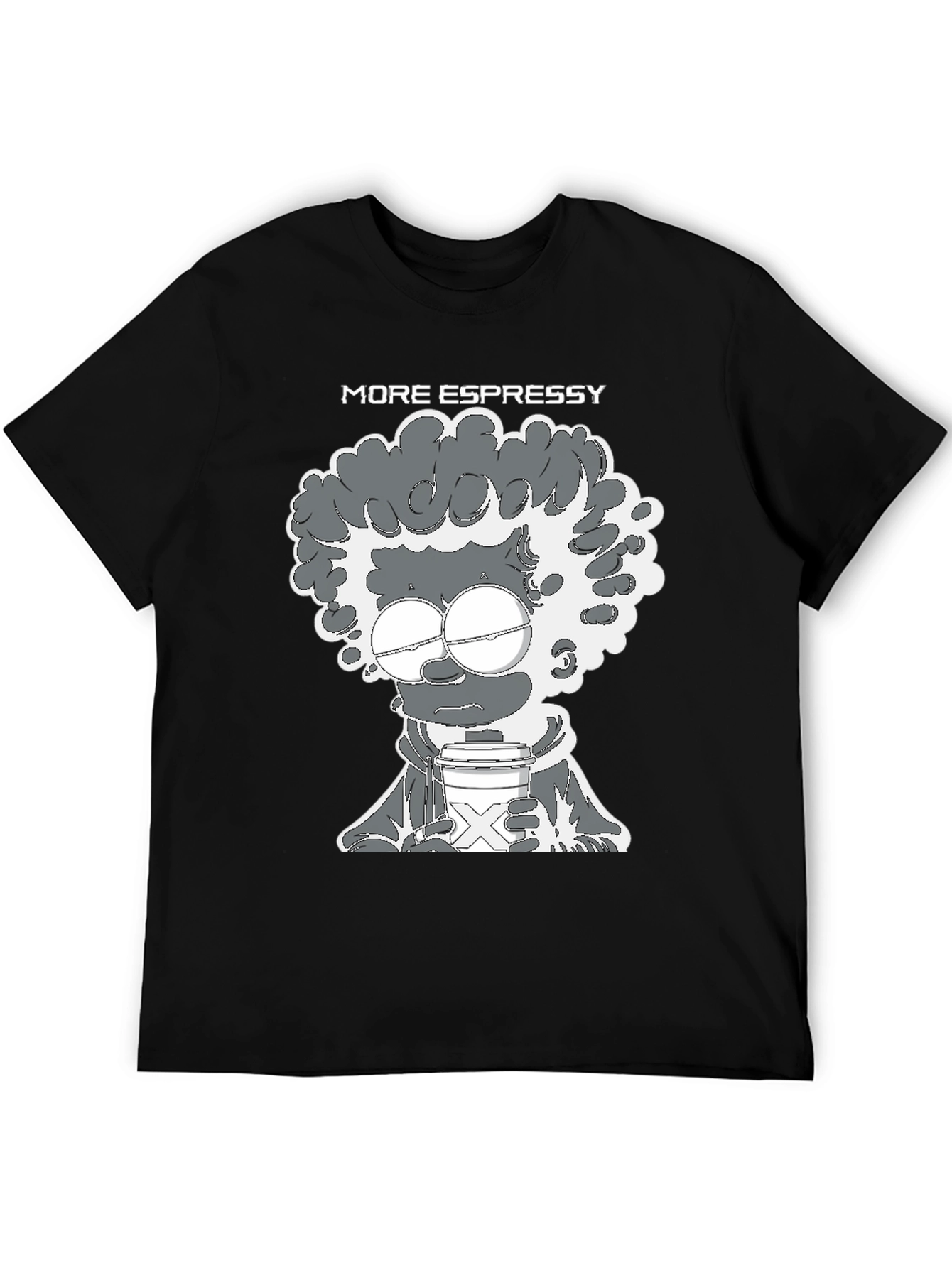 More Espressy Cartoon Graphic Black T-Shirt