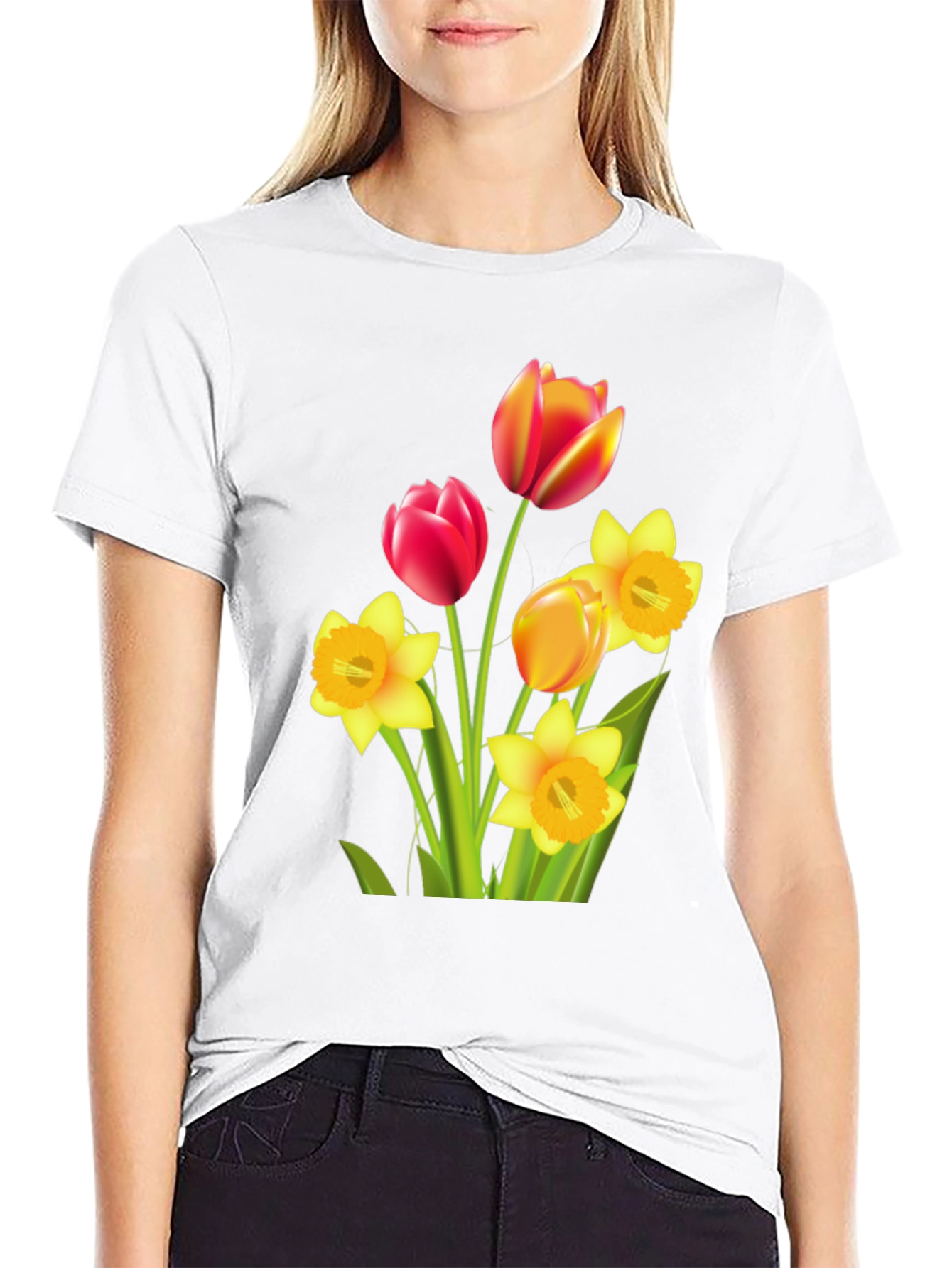 Floral Bouquet Graphic T-Shirt - Black