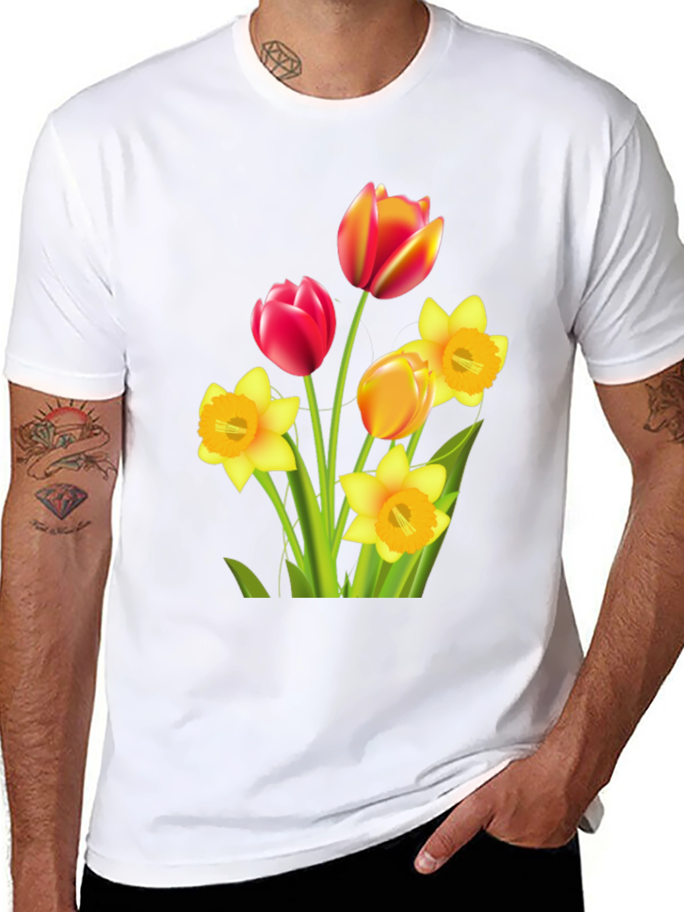 Floral Bouquet Graphic T-Shirt - Black