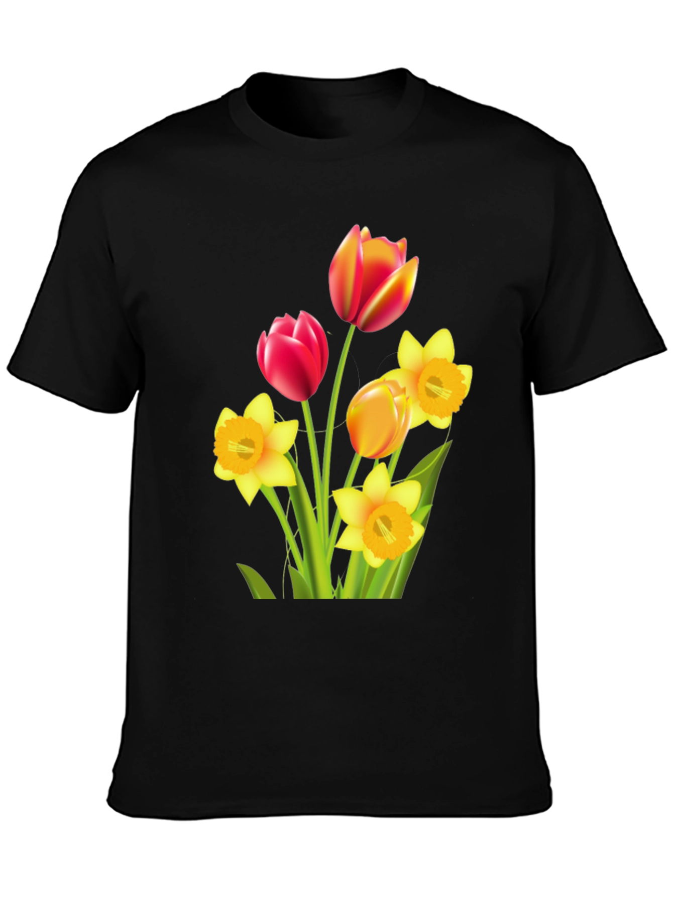 Floral Bouquet Graphic T-Shirt - Black