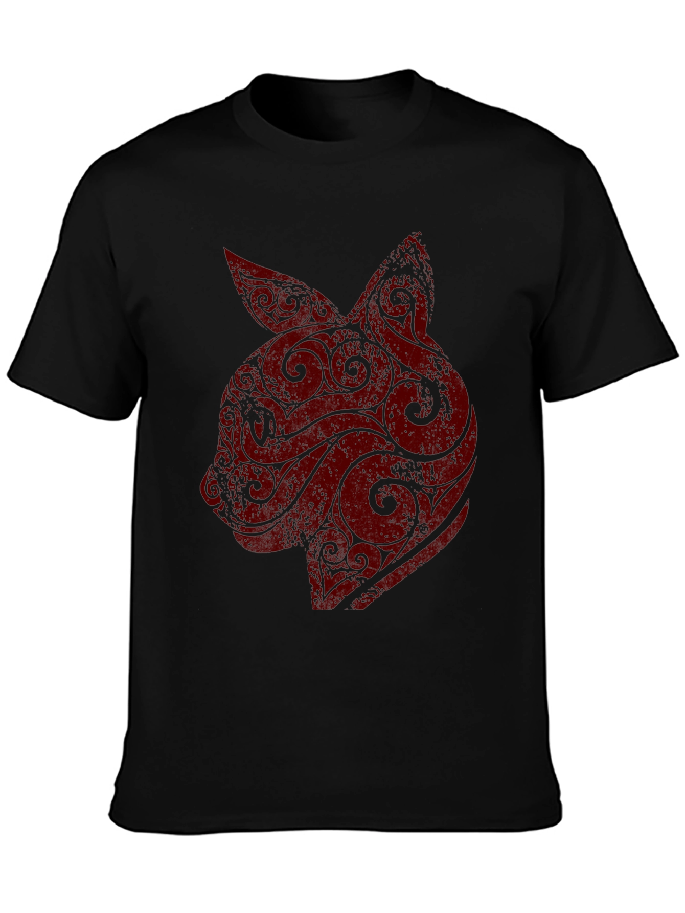 Mens Black T-Shirt with Red Rabbit Graphic