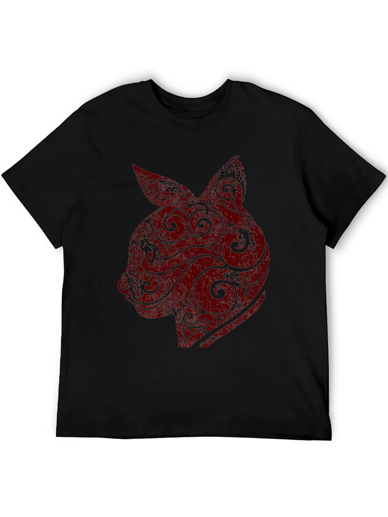 Mens Black T-Shirt with Red Rabbit Graphic