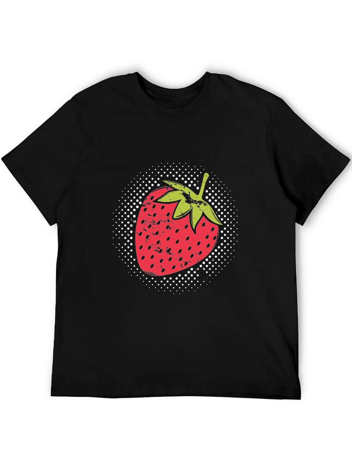 Strawberry Graphic Print Black T-Shirt