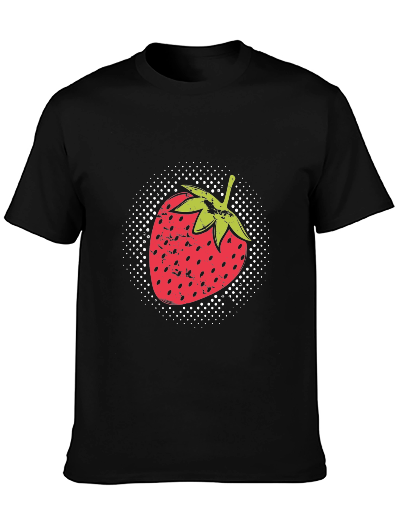 Strawberry Graphic Print Black T-Shirt