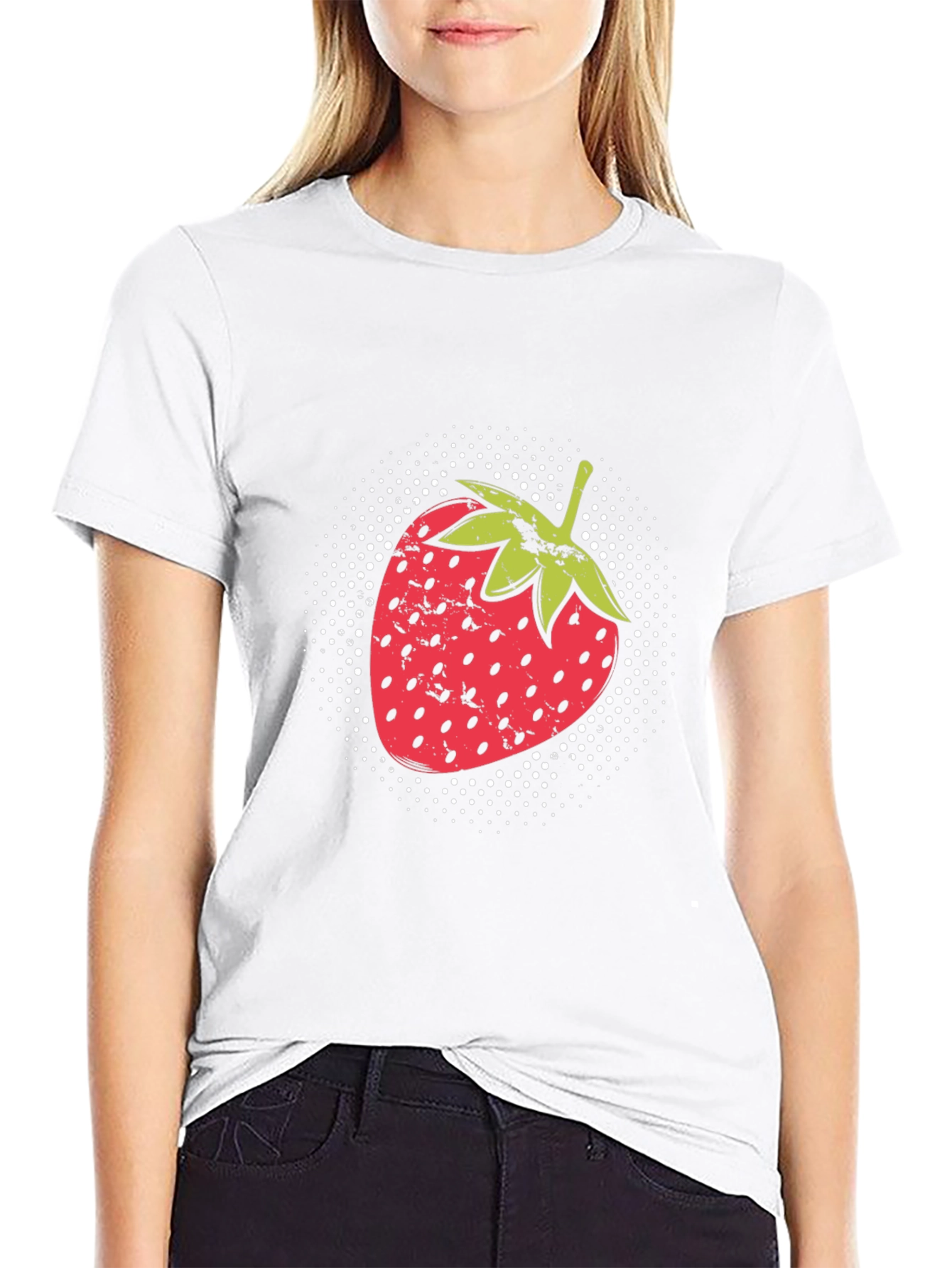 Strawberry Graphic Print Black T-Shirt