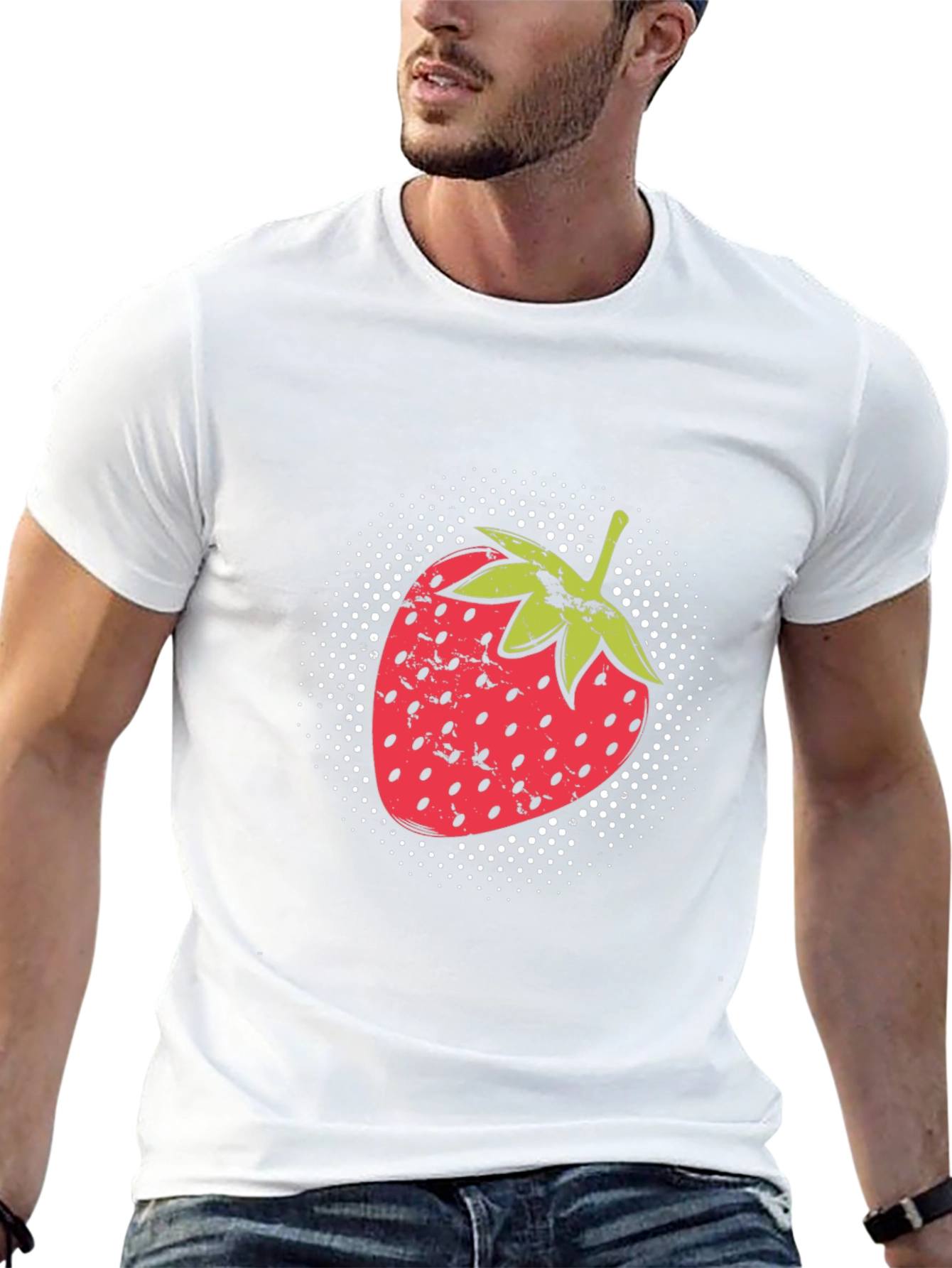 Strawberry Graphic Print Black T-Shirt