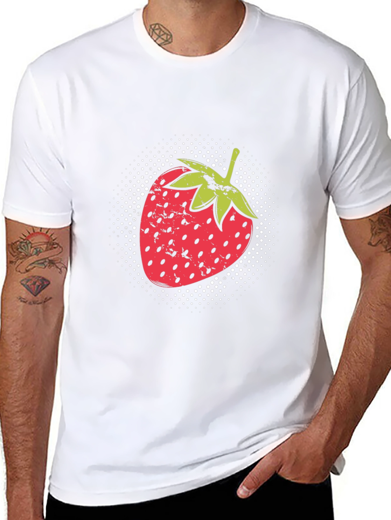 Strawberry Graphic Print Black T-Shirt