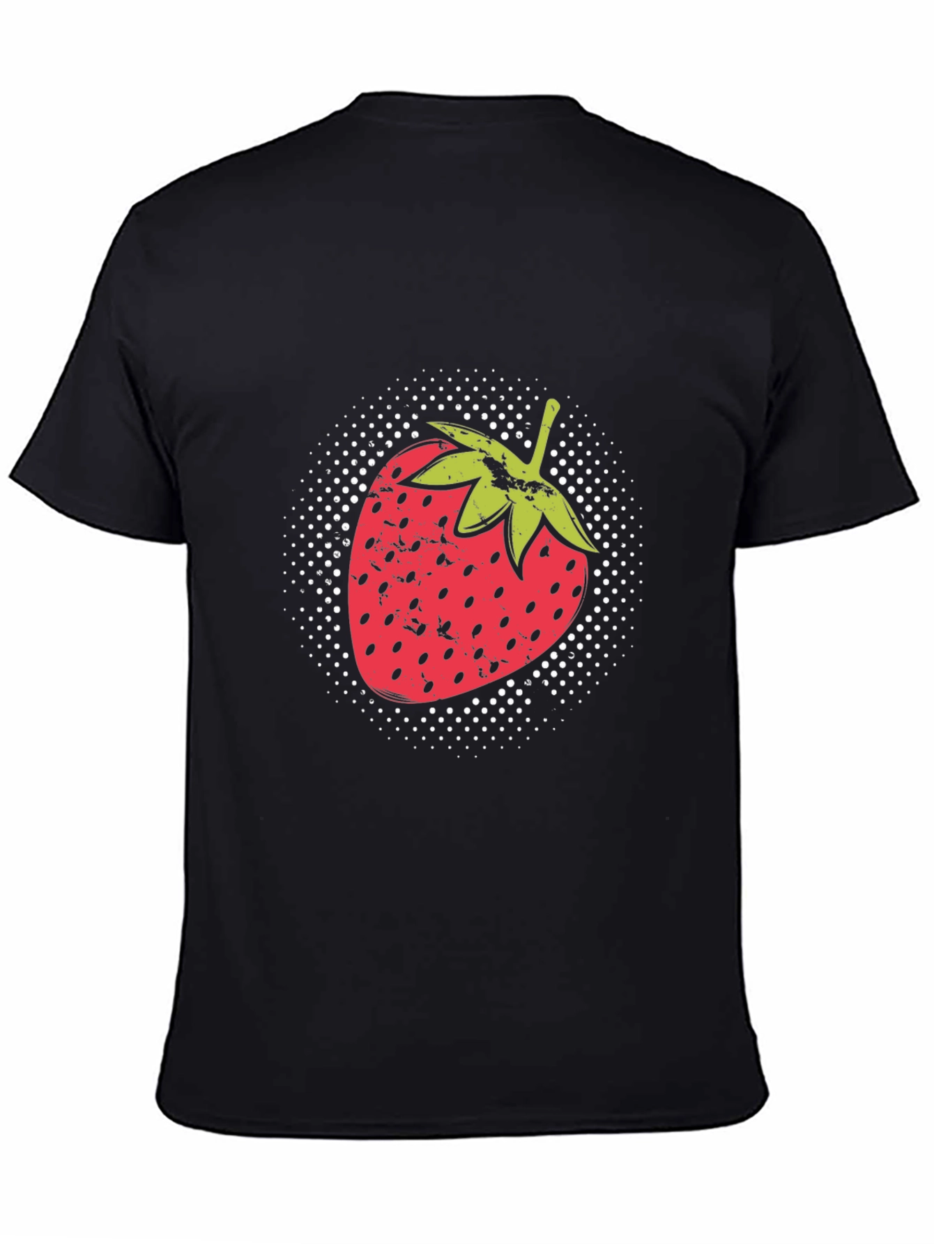 Strawberry Graphic Print Black T-Shirt