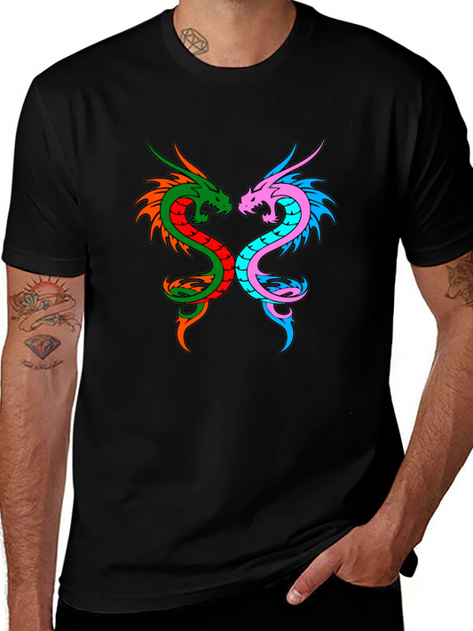 Dragon Yin Yang Graphic Tee - Black