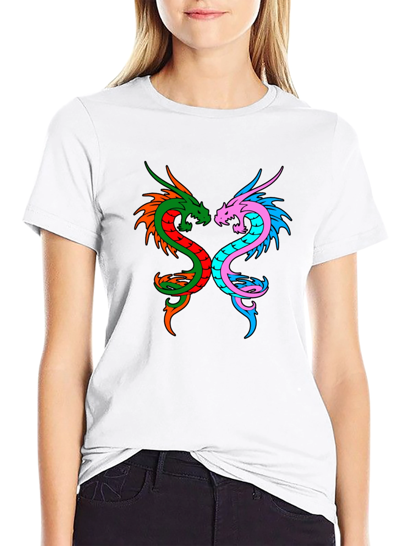 Dragon Yin Yang Graphic Tee - Black
