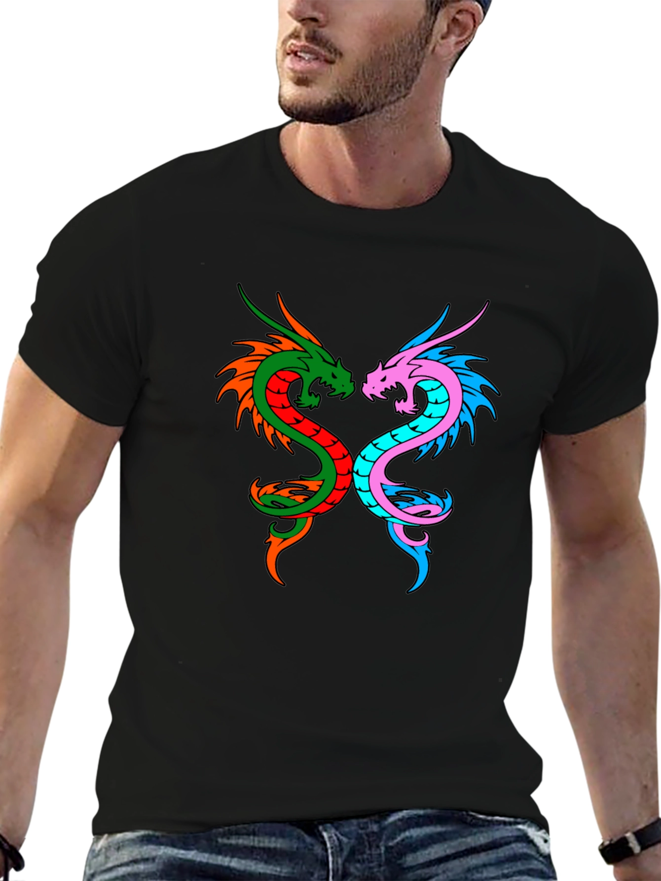 Dragon Yin Yang Graphic Tee - Black