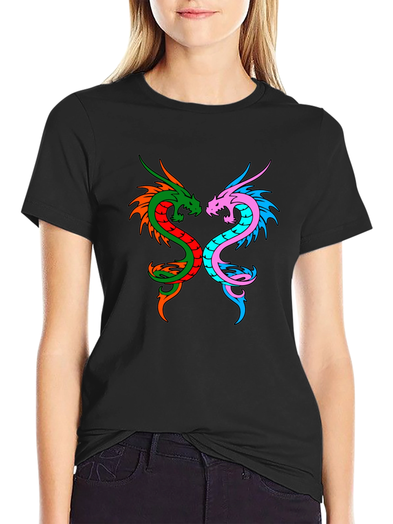 Dragon Yin Yang Graphic Tee - Black