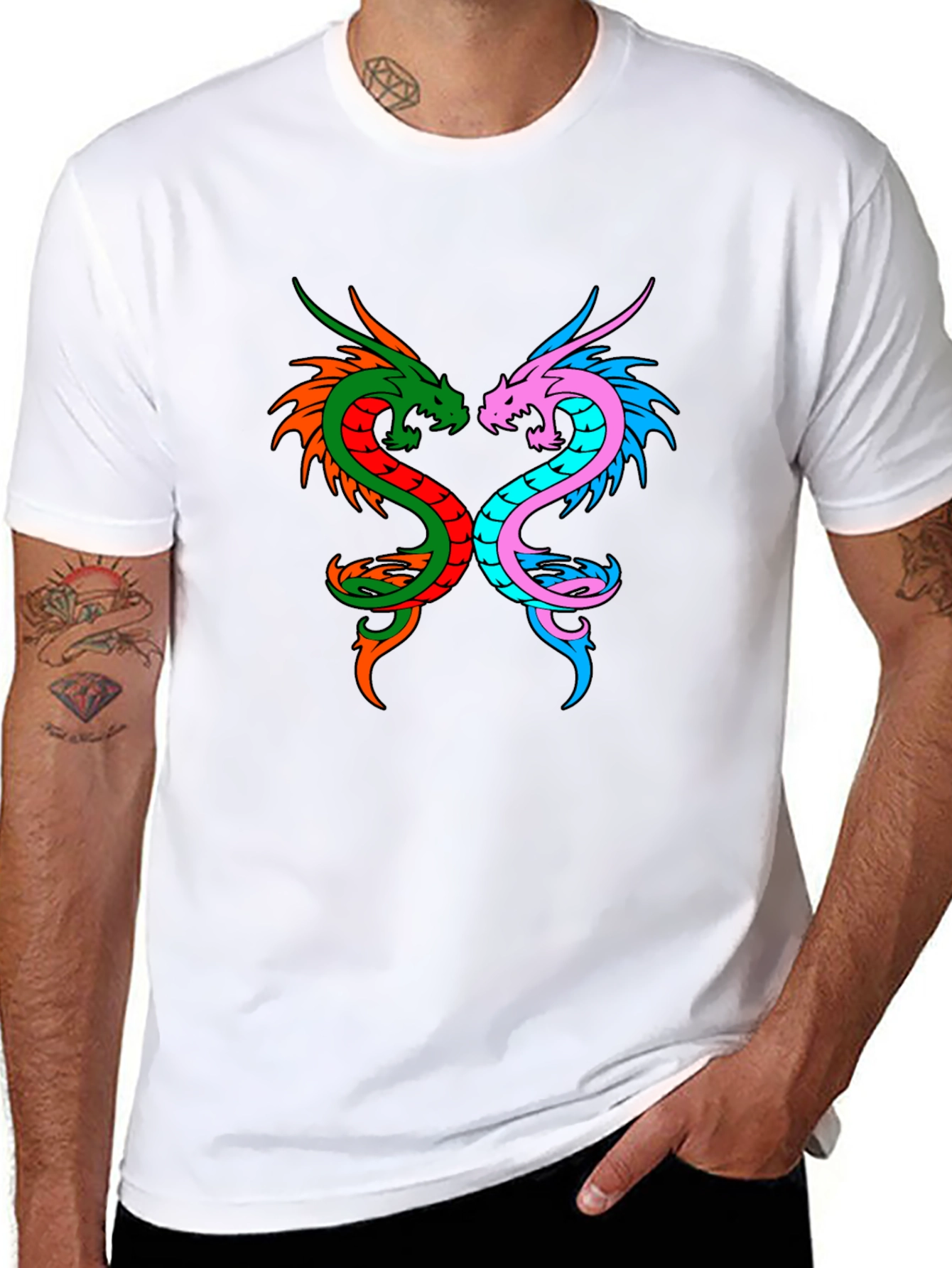 Dragon Yin Yang Graphic Tee - Black