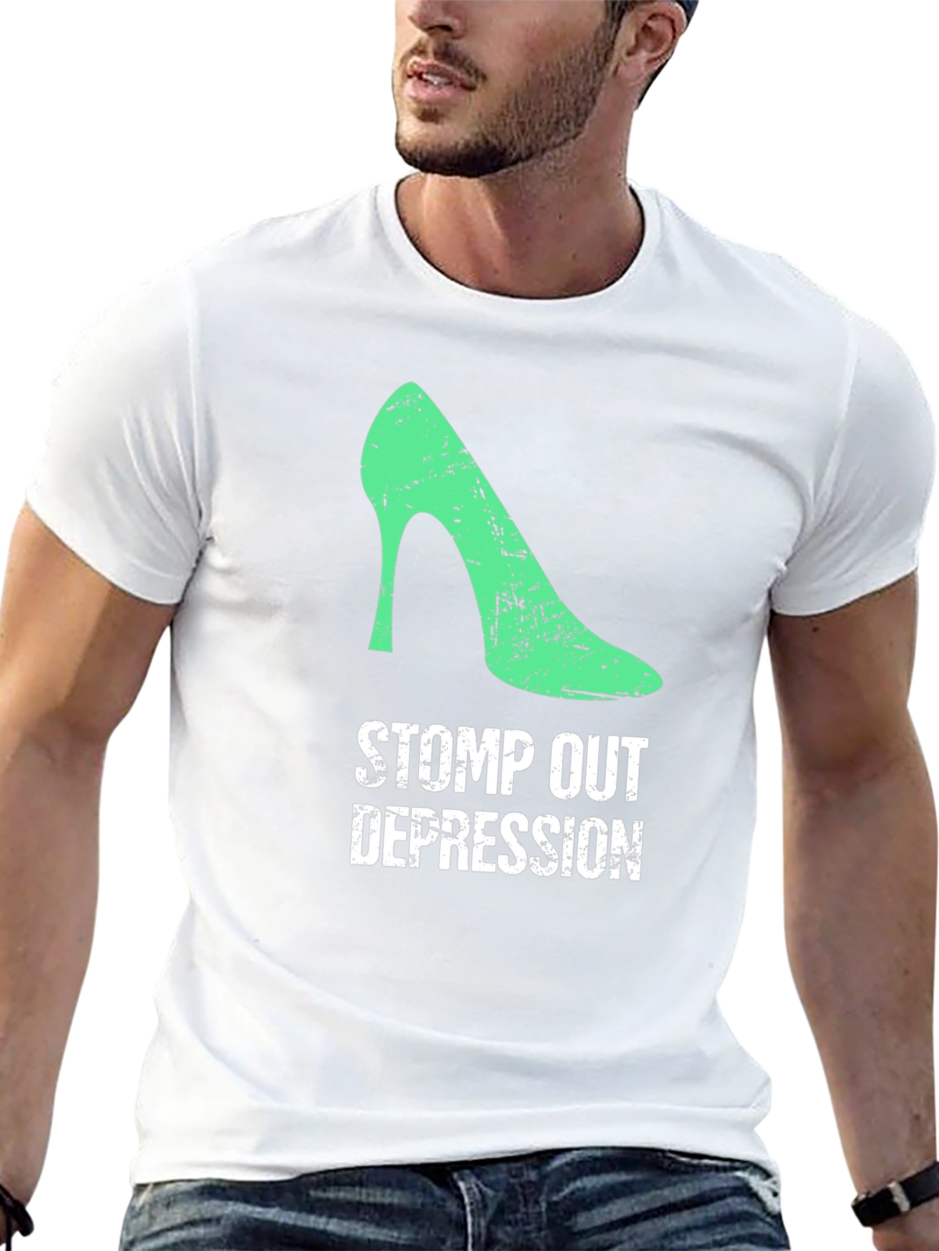 Stomp Out Depression T-Shirt - High Heel Design