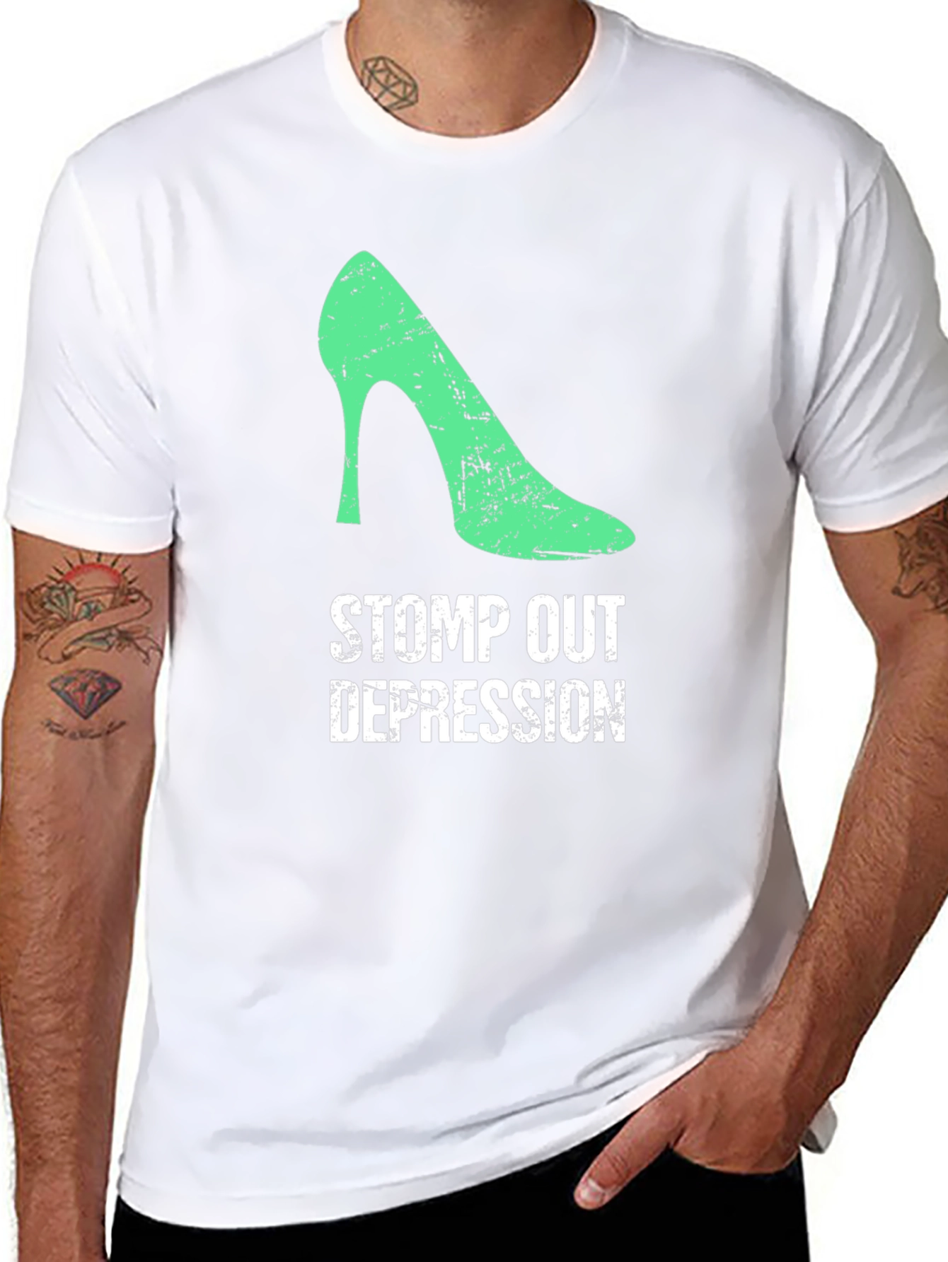 Stomp Out Depression T-Shirt - High Heel Design