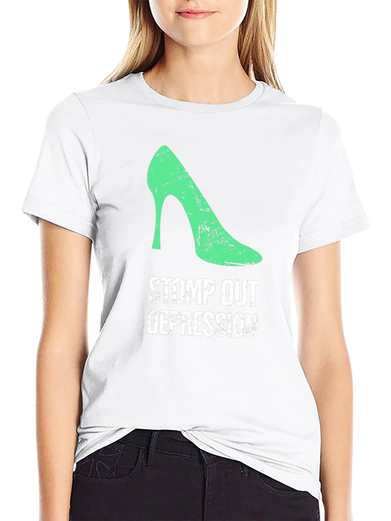 Stomp Out Depression T-Shirt - High Heel Design