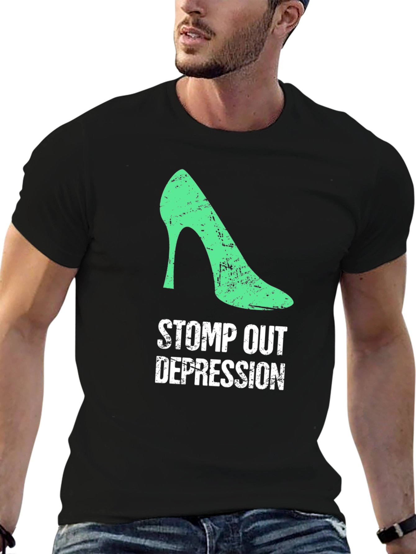 Stomp Out Depression T-Shirt - High Heel Design