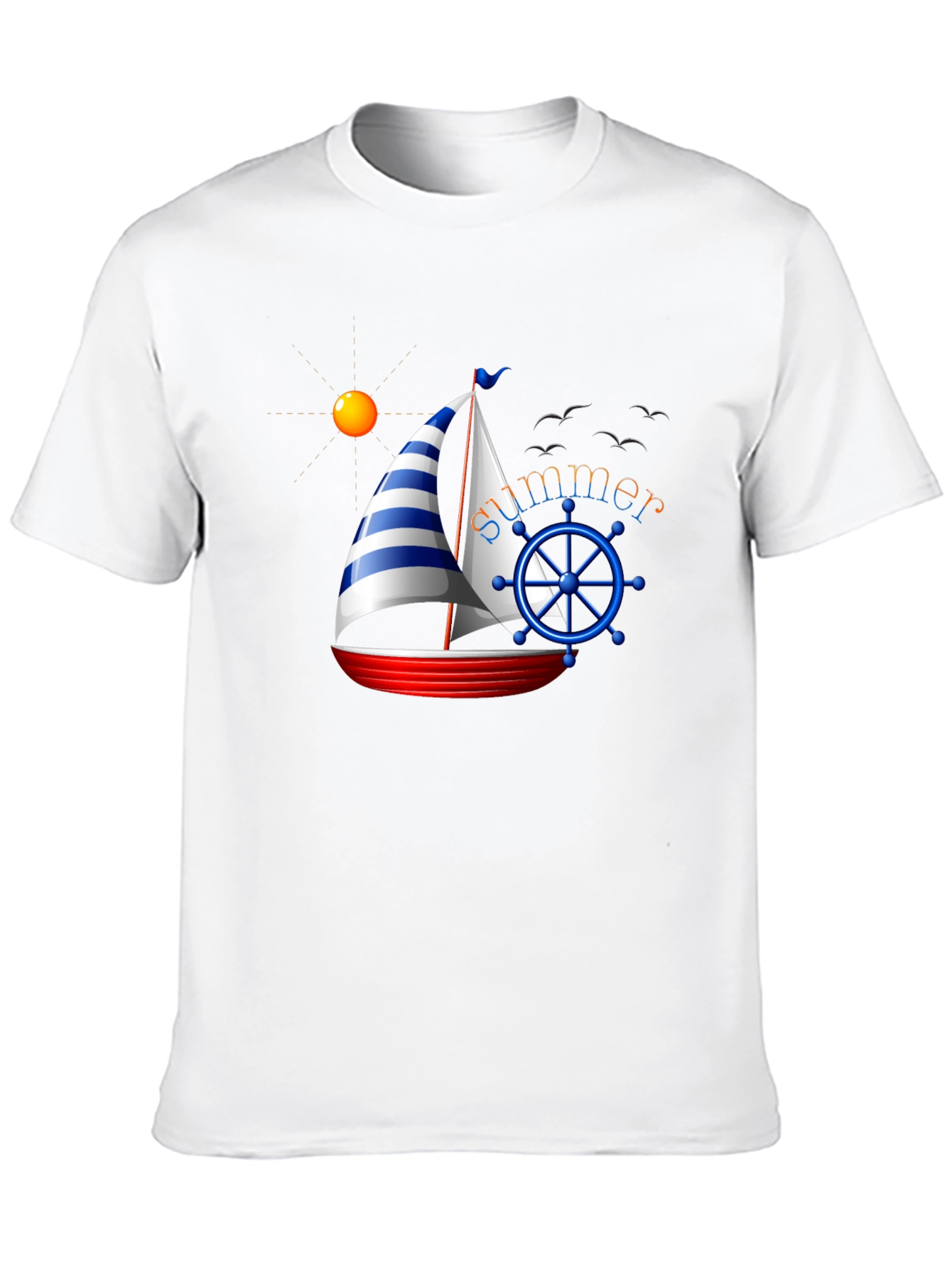 Summer Sailboat Graphic Tee - Black
