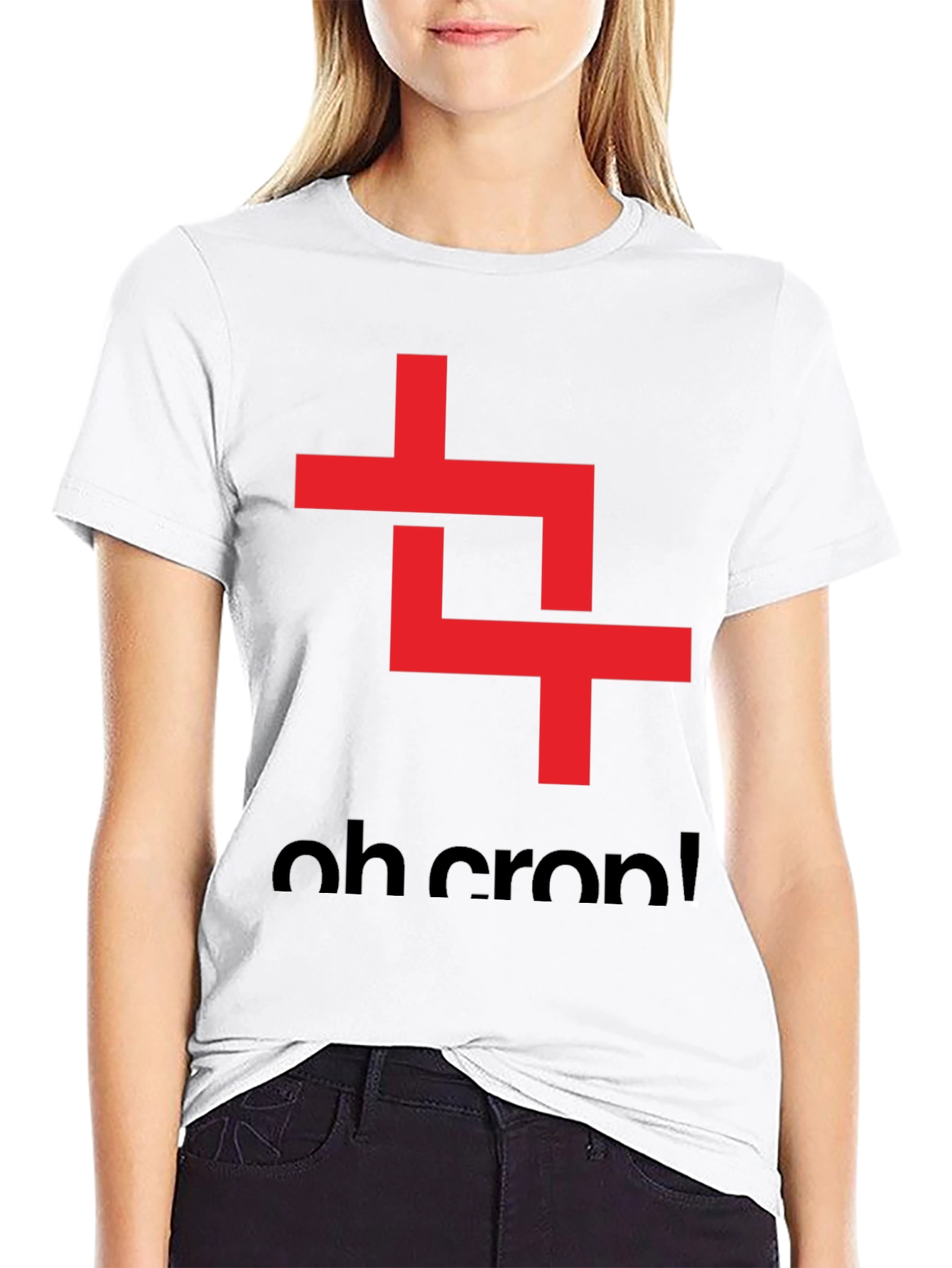 Oh Crop! Graphic Tee - Black Cotton T-Shirt