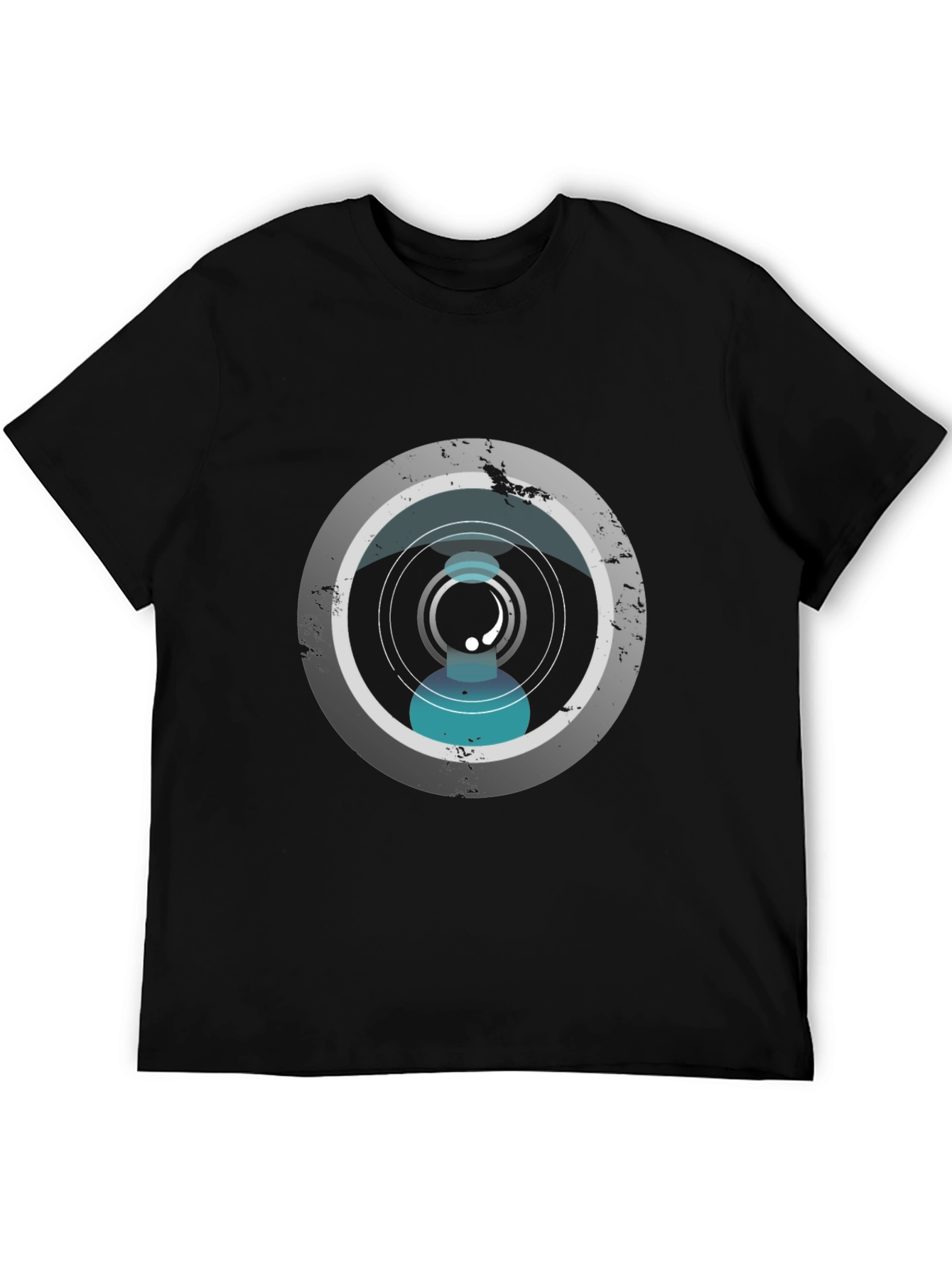 Modern Graphic Tee - Abstract Circle Design Black T-Shirt