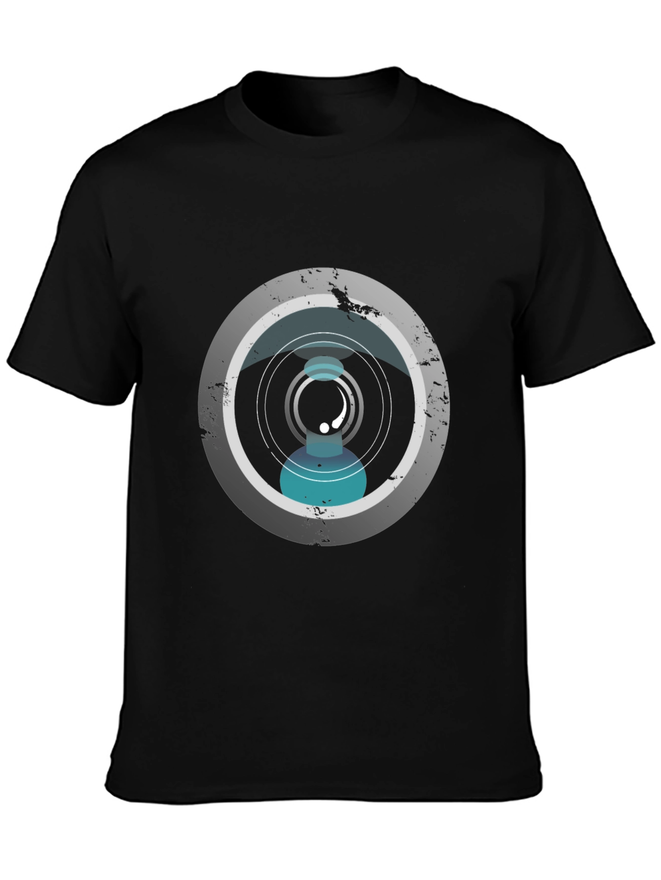 Modern Graphic Tee - Abstract Circle Design Black T-Shirt