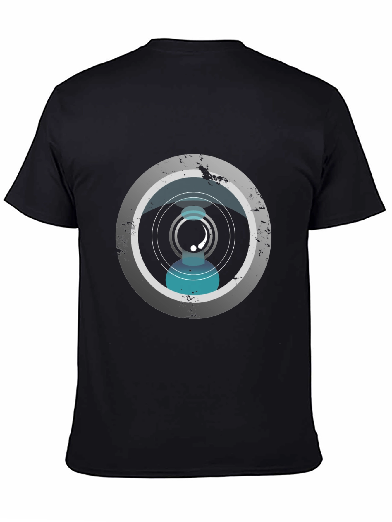 Modern Graphic Tee - Abstract Circle Design Black T-Shirt