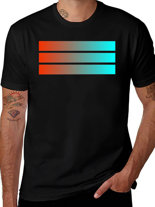 Gradient Stripe Graphic Black T-Shirt