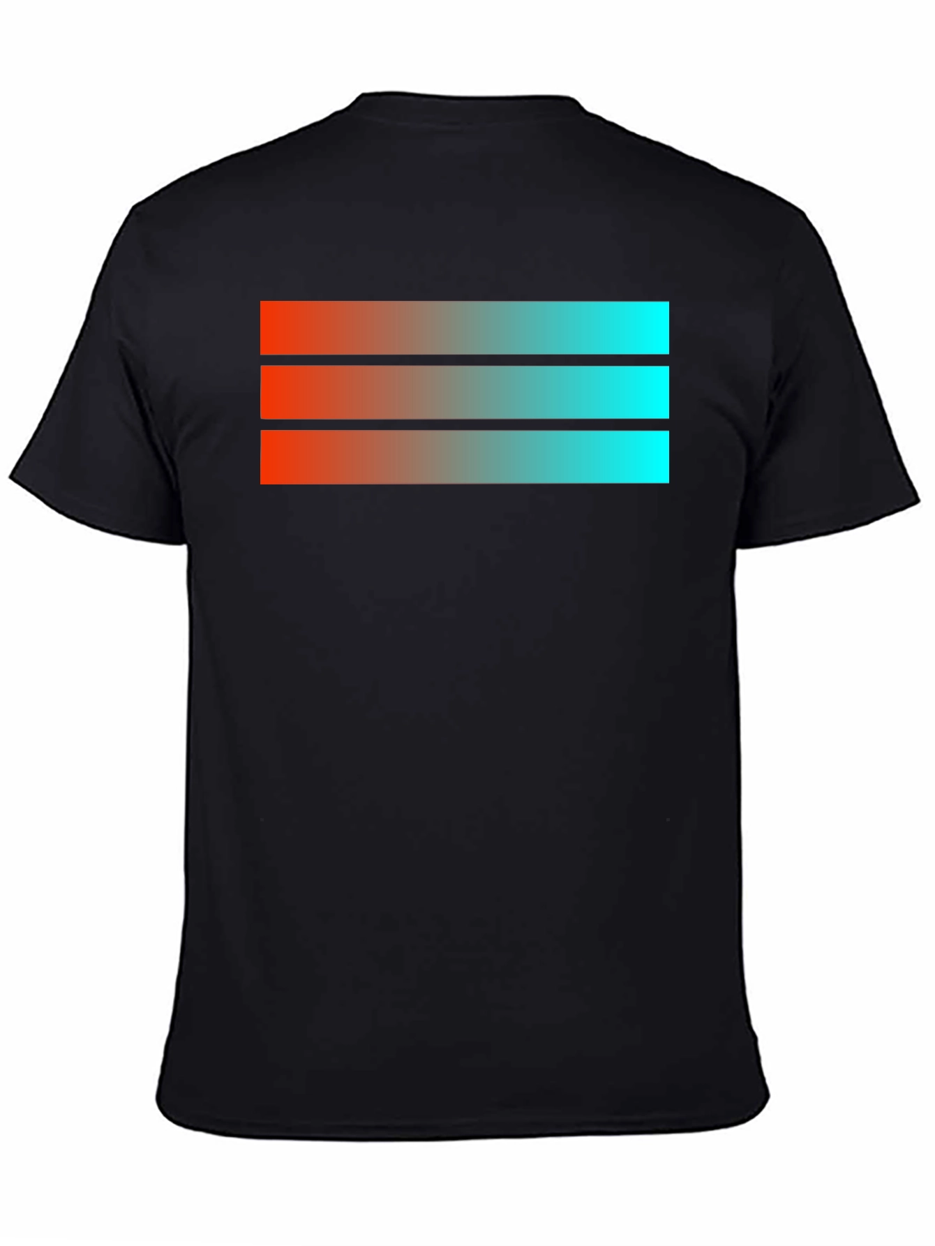 Gradient Stripe Graphic Black T-Shirt