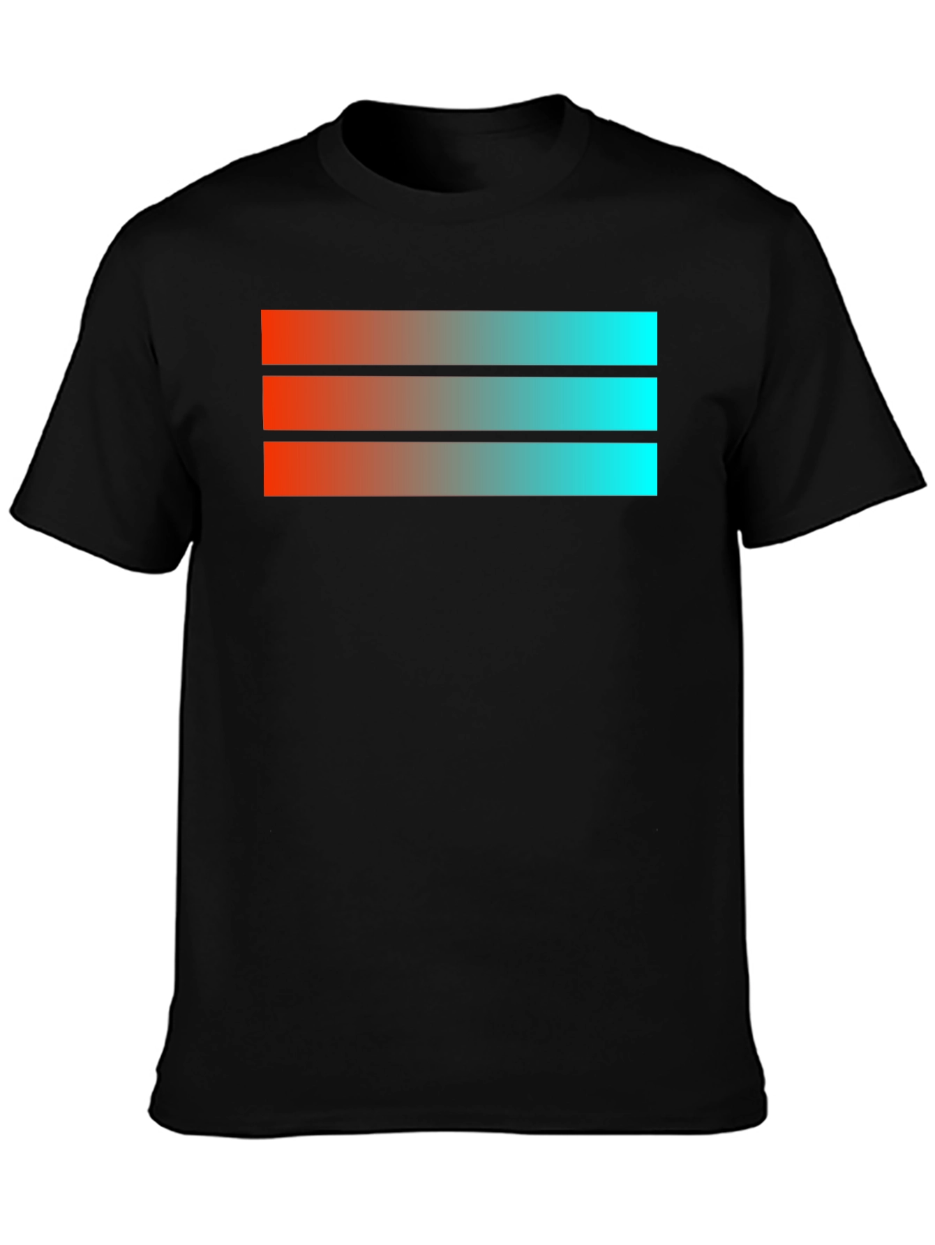 Gradient Stripe Graphic Black T-Shirt