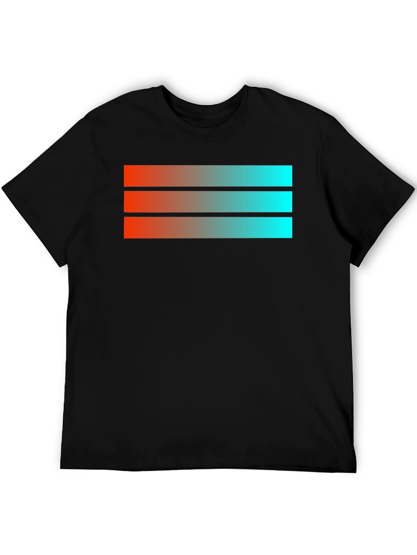 Gradient Stripe Graphic Black T-Shirt