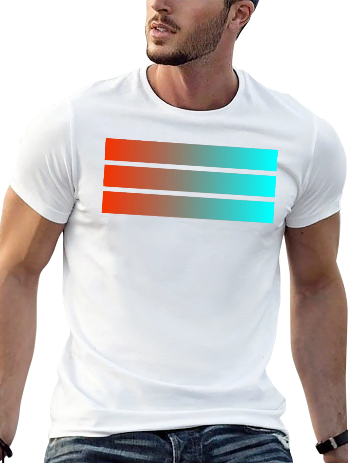 Gradient Stripe Graphic Black T-Shirt