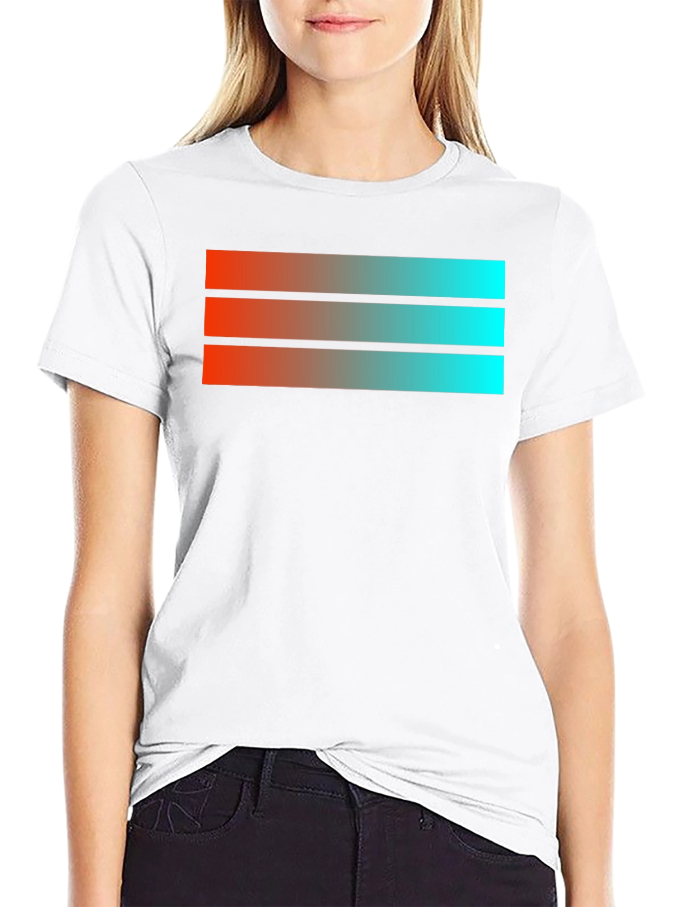 Gradient Stripe Graphic Black T-Shirt