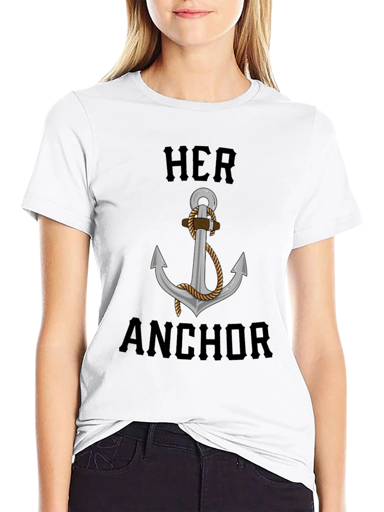 Her Anchor Graphic T-Shirt - Nautical Style