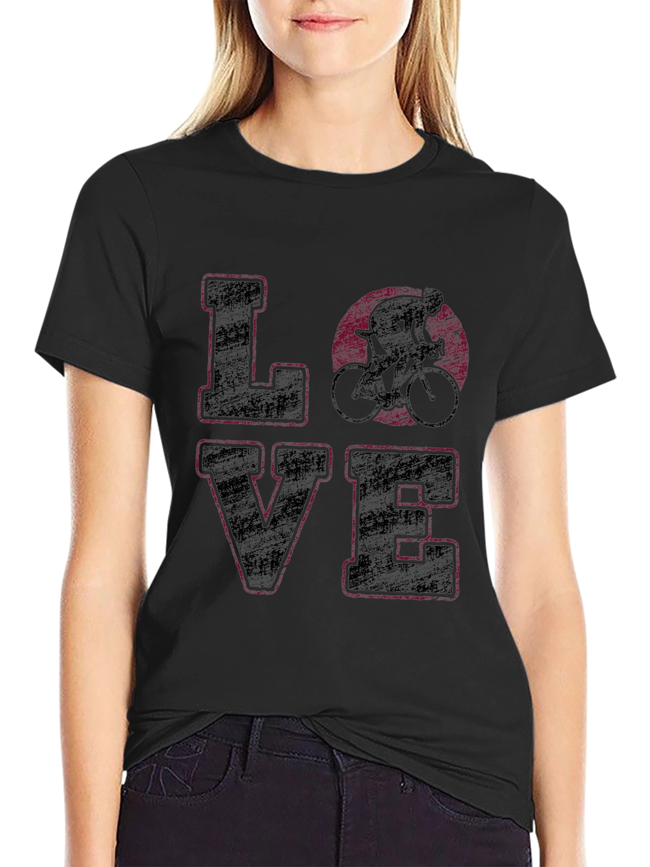 Cycling Love Graphic Tee - Black Cotton Shirt