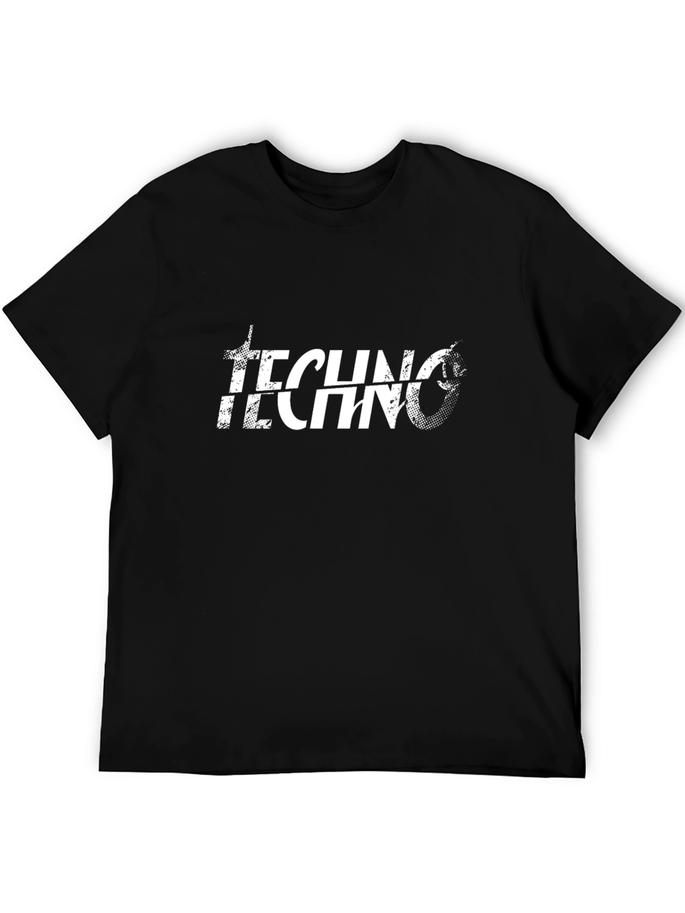 Techno Music Graphic Print Black T-Shirt