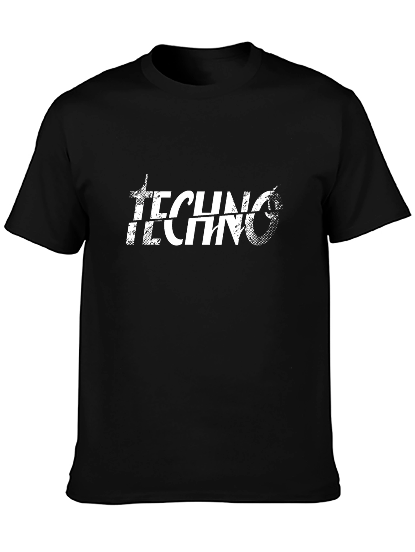 Techno Music Graphic Print Black T-Shirt