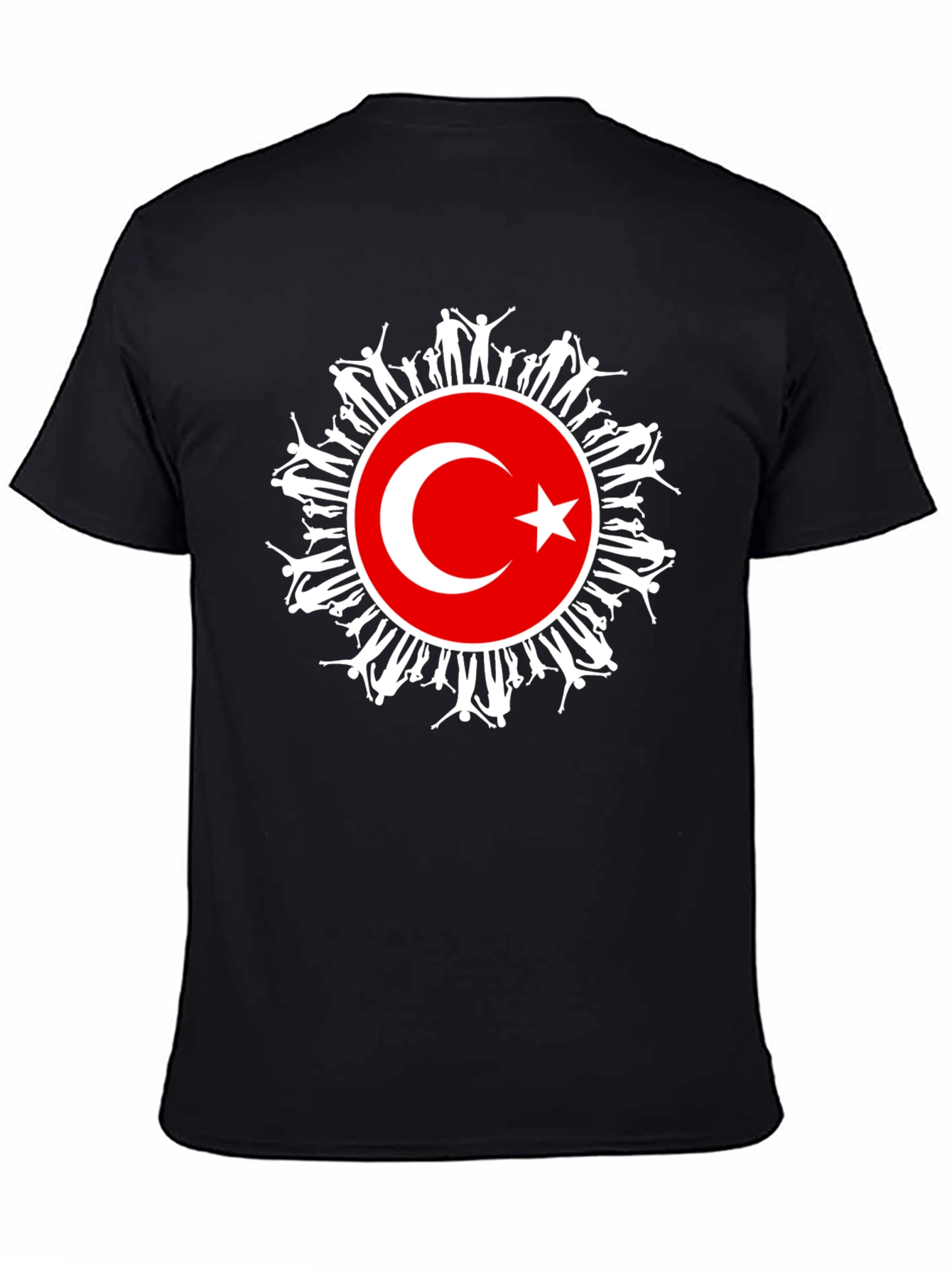 Turkey Flag People Graphic Black T-Shirt