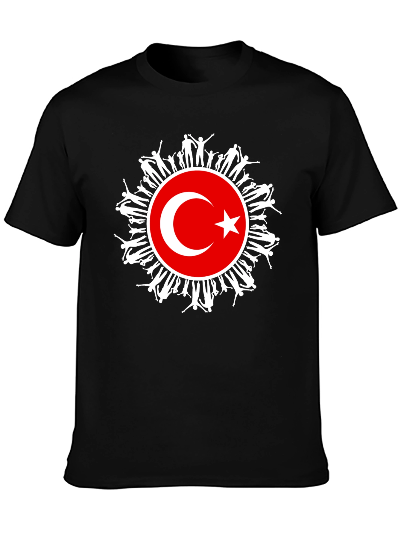 Turkey Flag People Graphic Black T-Shirt