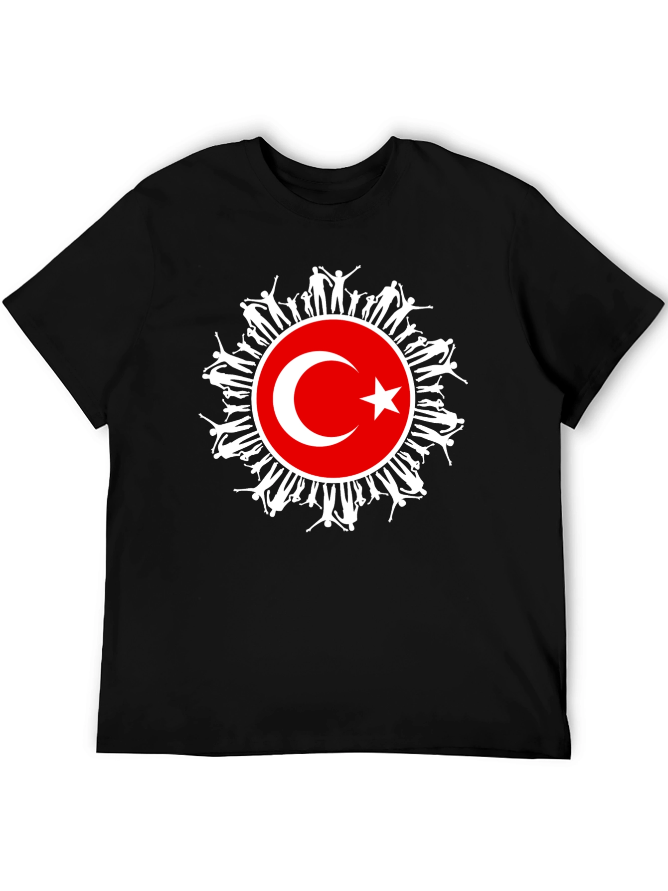 Turkey Flag People Graphic Black T-Shirt