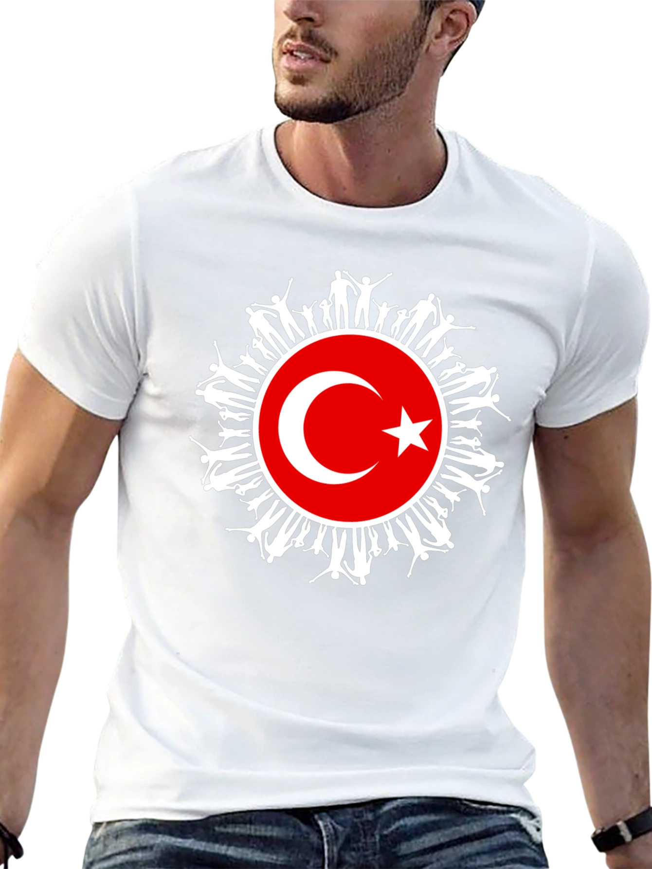Turkey Flag People Graphic Black T-Shirt