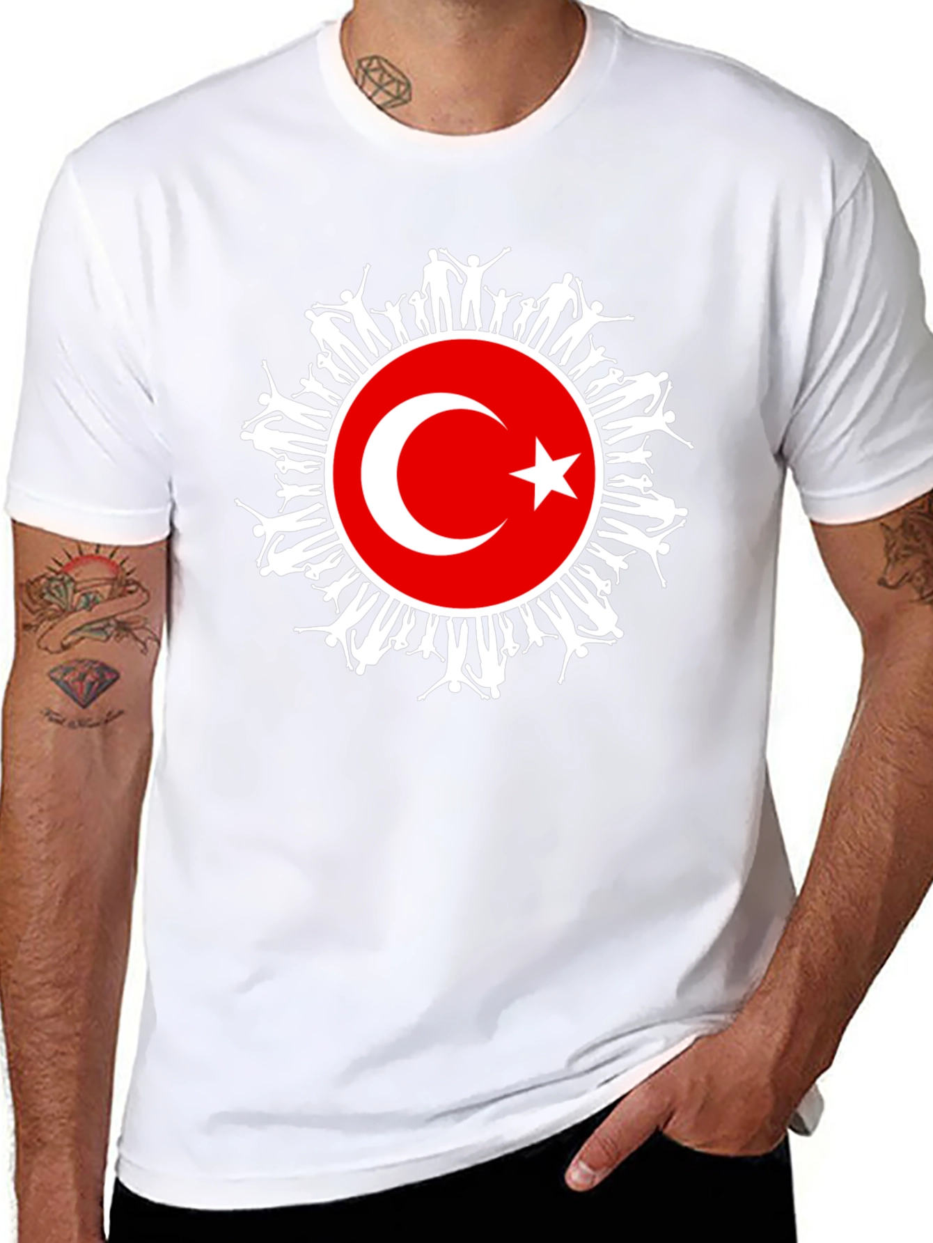 Turkey Flag People Graphic Black T-Shirt