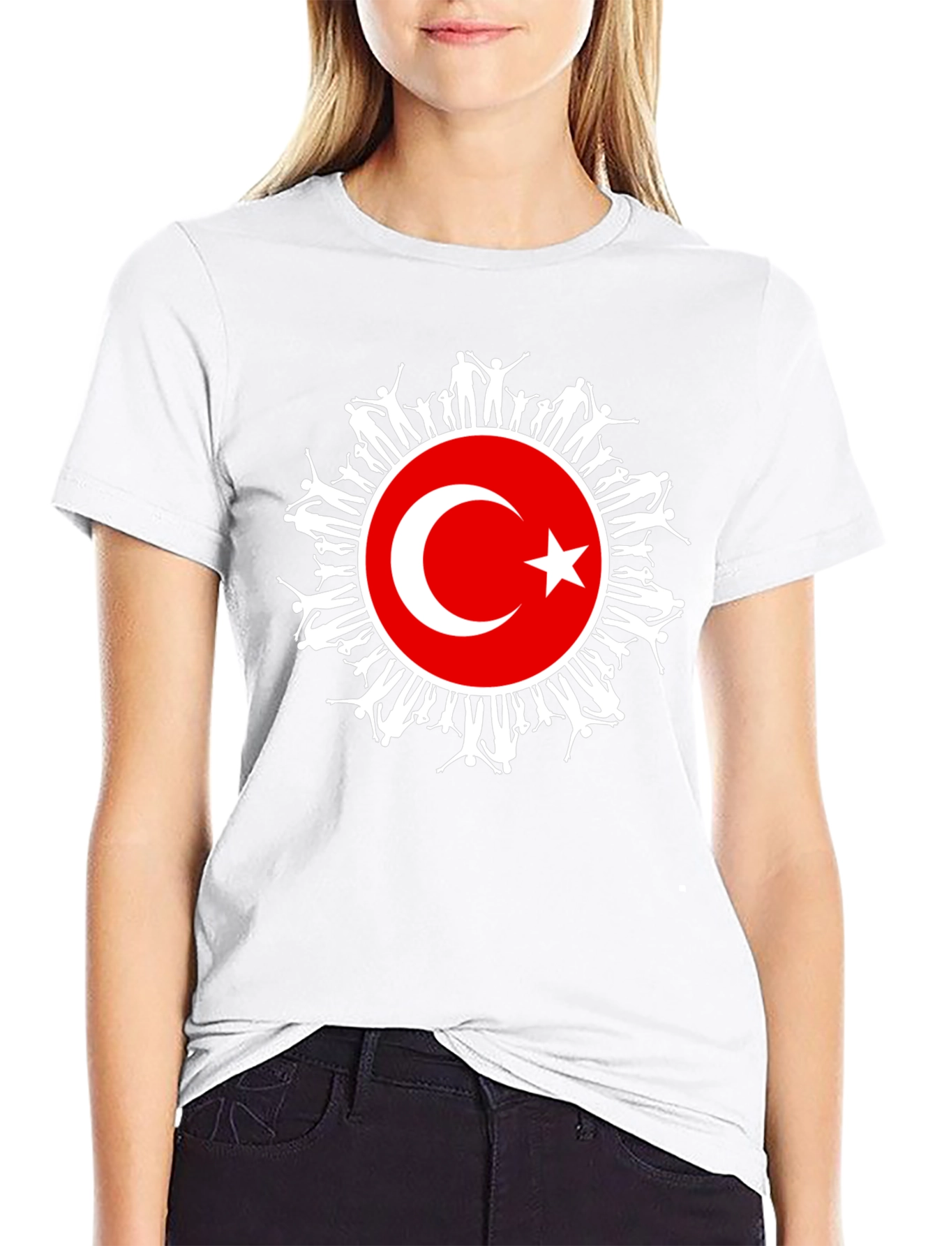 Turkey Flag People Graphic Black T-Shirt