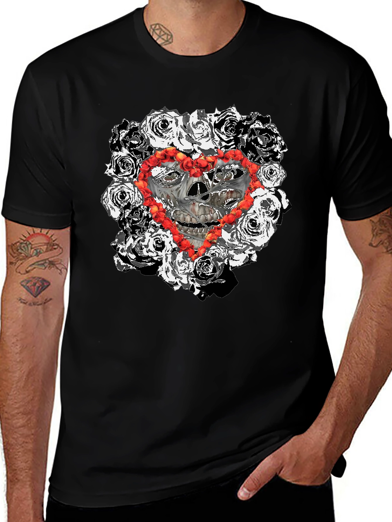 Skull & Roses Heart T-Shirt