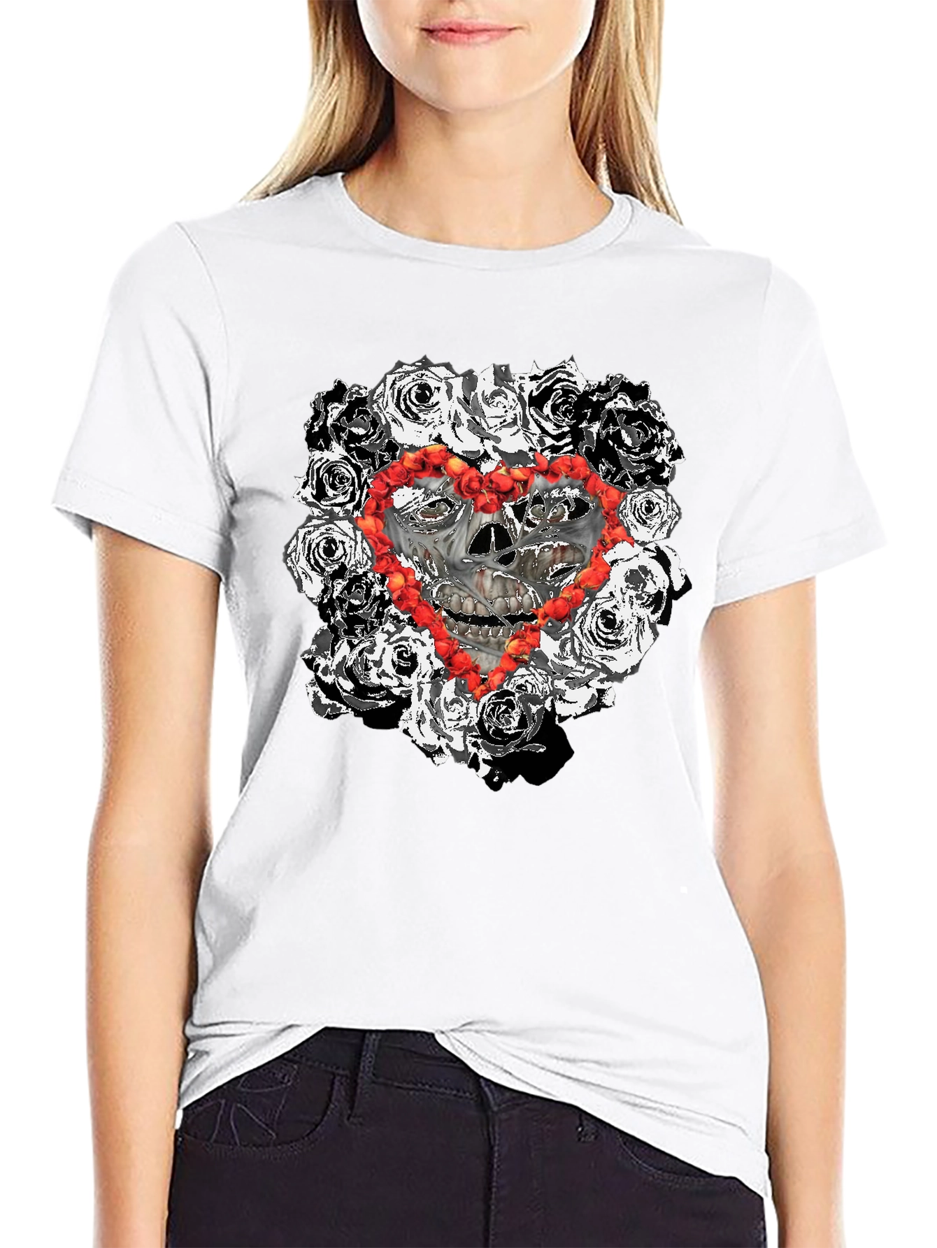 Skull & Roses Heart T-Shirt