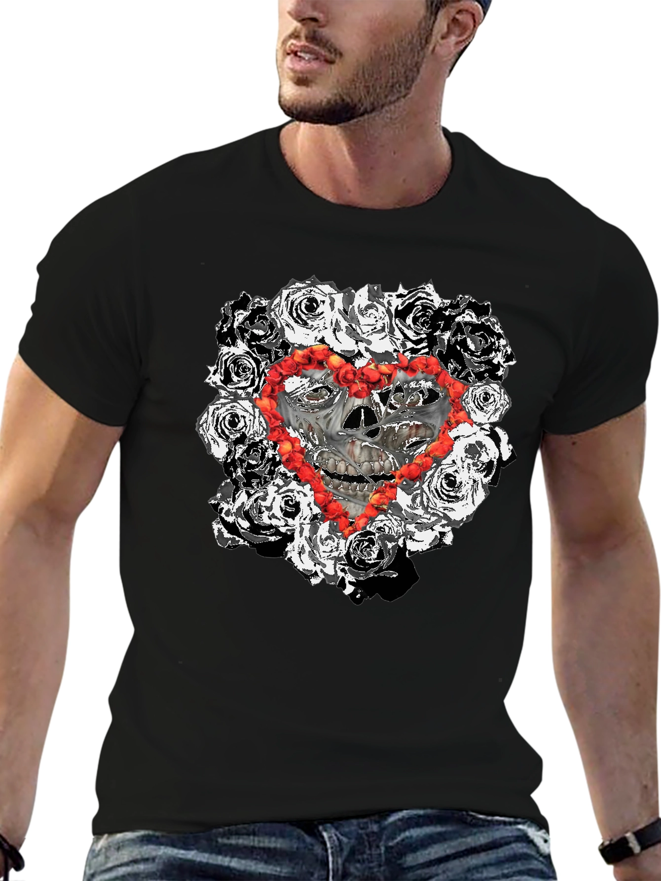Skull & Roses Heart T-Shirt