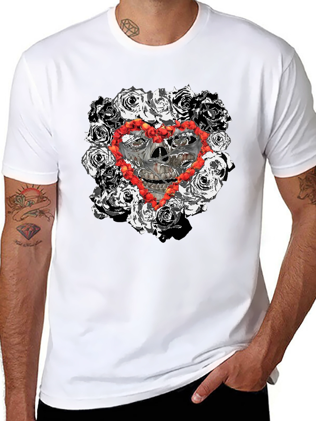 Skull & Roses Heart T-Shirt
