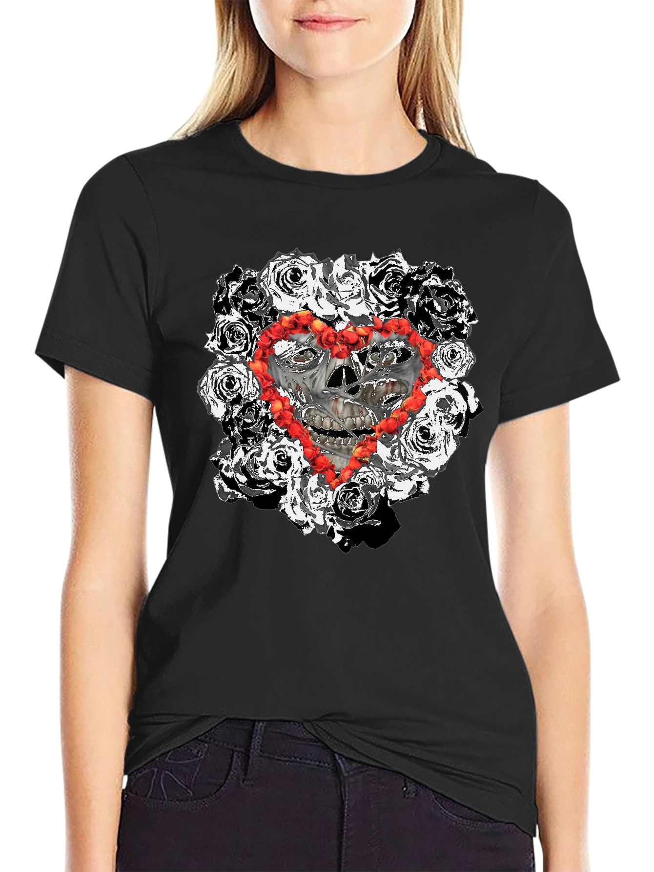 Skull & Roses Heart T-Shirt